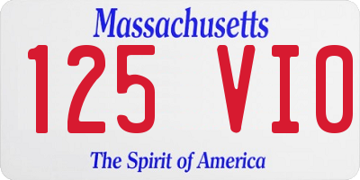 MA license plate 125VI0