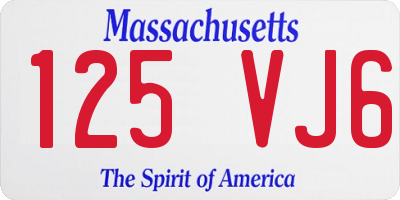 MA license plate 125VJ6