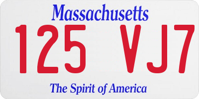 MA license plate 125VJ7