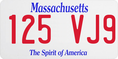 MA license plate 125VJ9