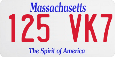 MA license plate 125VK7