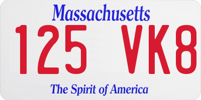 MA license plate 125VK8