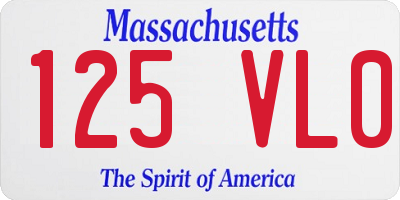 MA license plate 125VL0