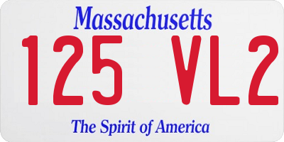 MA license plate 125VL2