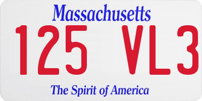 MA license plate 125VL3