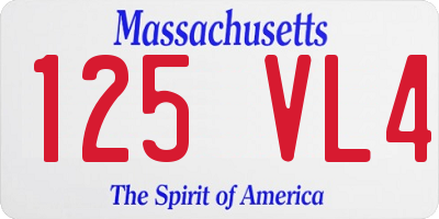 MA license plate 125VL4