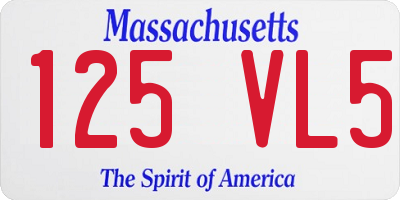 MA license plate 125VL5