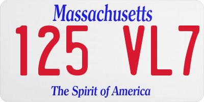 MA license plate 125VL7