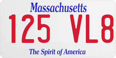 MA license plate 125VL8