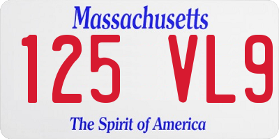 MA license plate 125VL9