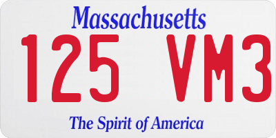 MA license plate 125VM3