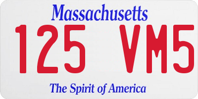 MA license plate 125VM5