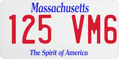 MA license plate 125VM6