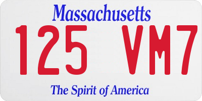 MA license plate 125VM7