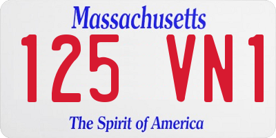 MA license plate 125VN1