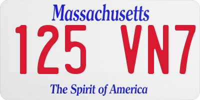 MA license plate 125VN7