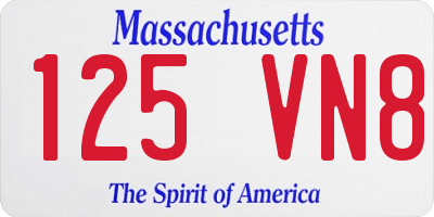 MA license plate 125VN8