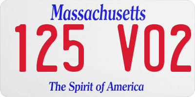 MA license plate 125VO2