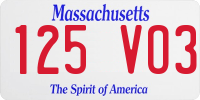 MA license plate 125VO3