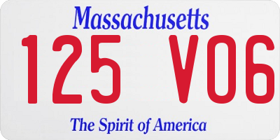 MA license plate 125VO6