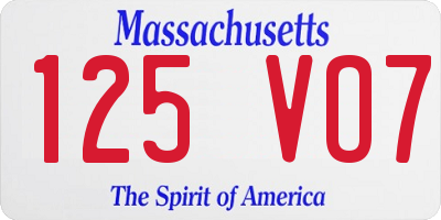 MA license plate 125VO7