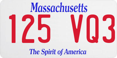 MA license plate 125VQ3