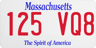 MA license plate 125VQ8