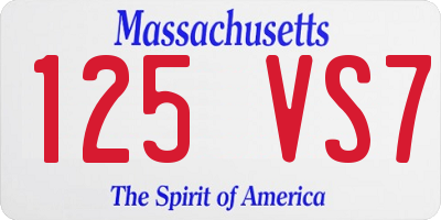 MA license plate 125VS7