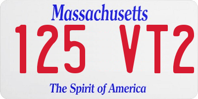 MA license plate 125VT2