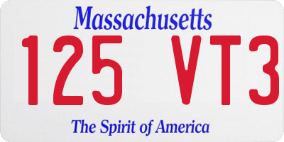 MA license plate 125VT3