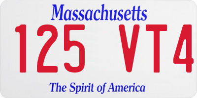 MA license plate 125VT4