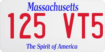 MA license plate 125VT5