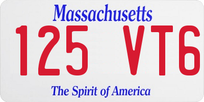 MA license plate 125VT6