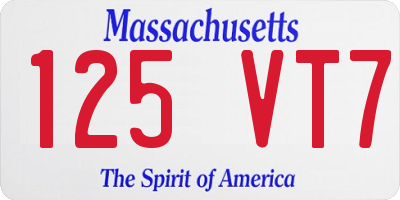 MA license plate 125VT7