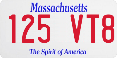 MA license plate 125VT8