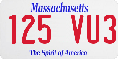 MA license plate 125VU3