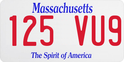 MA license plate 125VU9