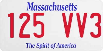 MA license plate 125VV3