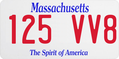 MA license plate 125VV8
