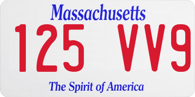 MA license plate 125VV9
