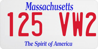 MA license plate 125VW2