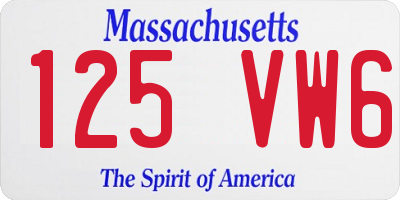 MA license plate 125VW6