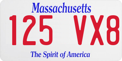 MA license plate 125VX8
