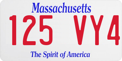 MA license plate 125VY4