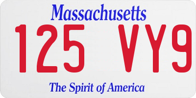 MA license plate 125VY9