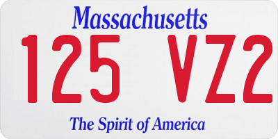 MA license plate 125VZ2