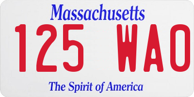 MA license plate 125WA0
