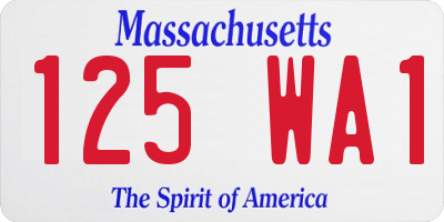 MA license plate 125WA1
