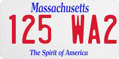 MA license plate 125WA2