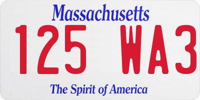 MA license plate 125WA3